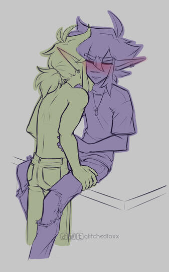 Green and Blue Neck Kiss